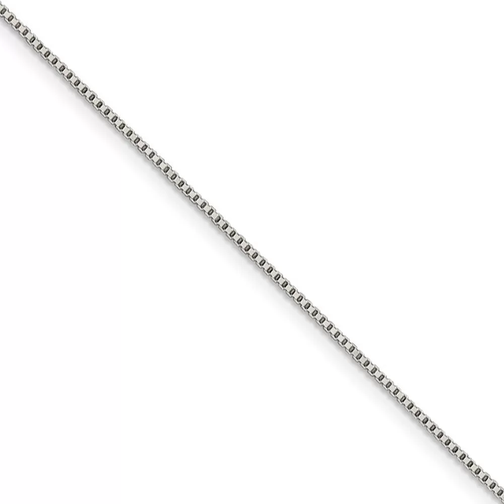 0.9mm, Sterling Silver, Solid Box Chain Necklace