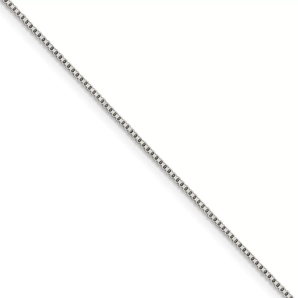 0.9mm, Sterling Silver, Solid Box Chain Necklace