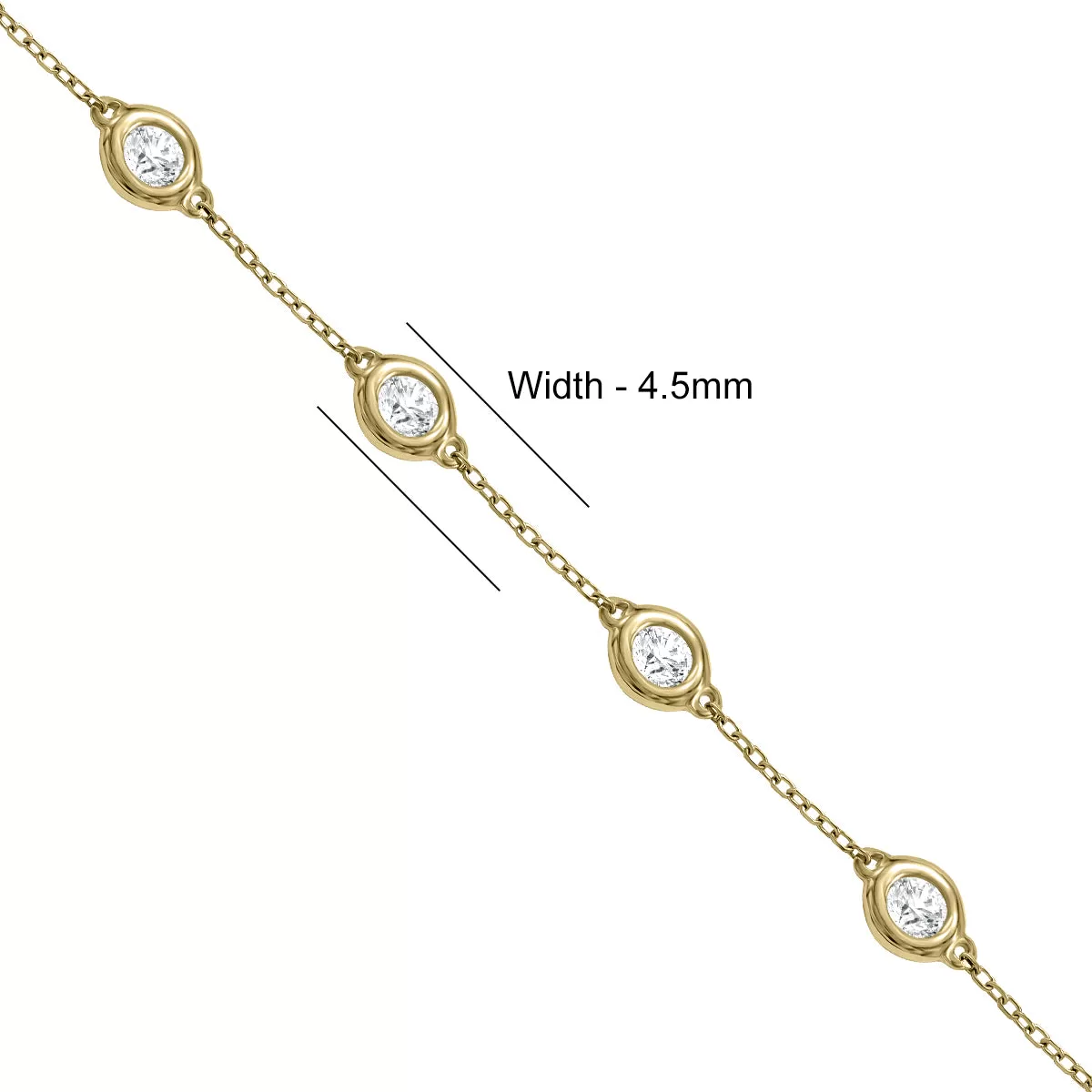 1 Carat Tw Bezel Set Genuine Diamond Station Bracelet In 14K Yellow Gold