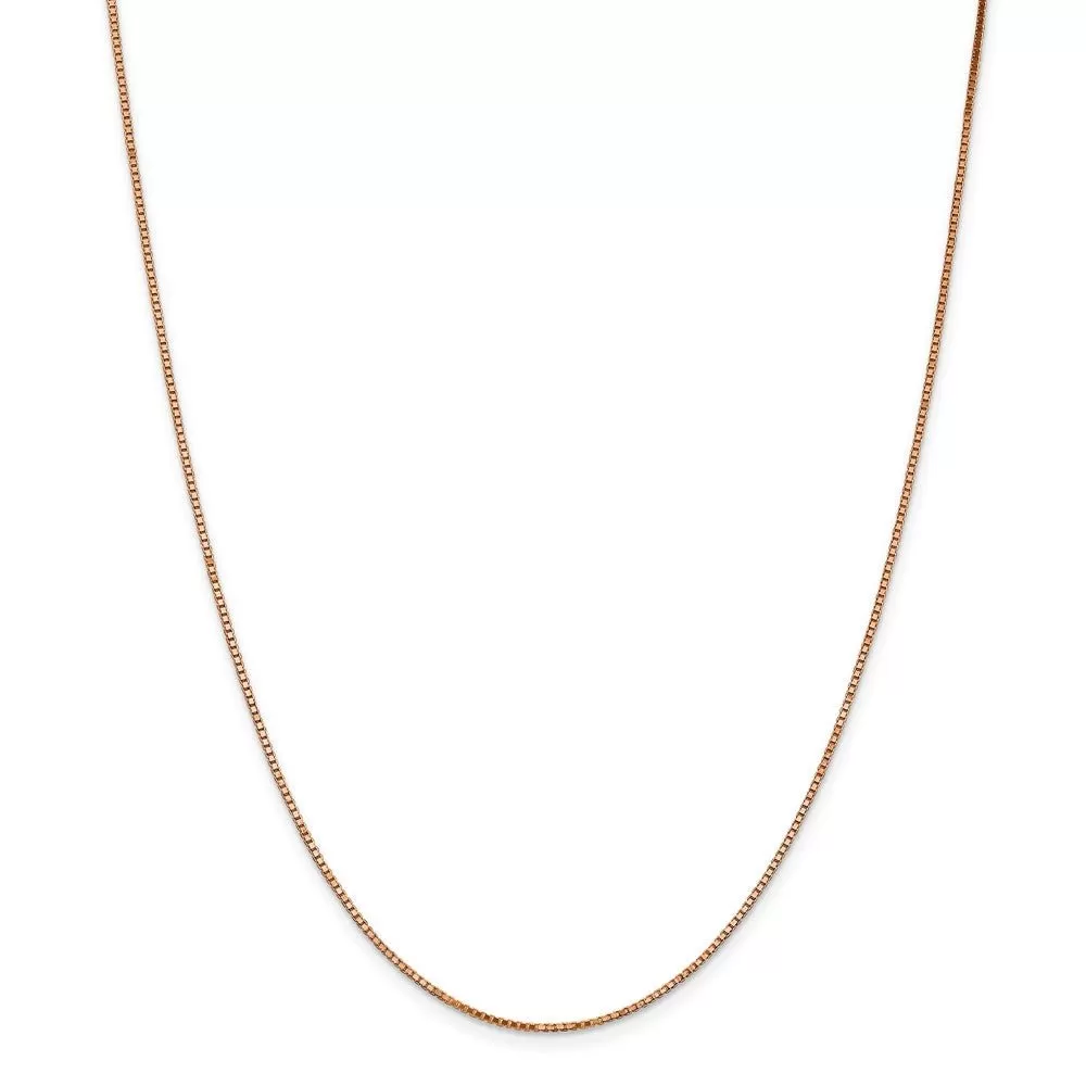 1.1mm 14k Rose Gold Solid Box Chain Necklace