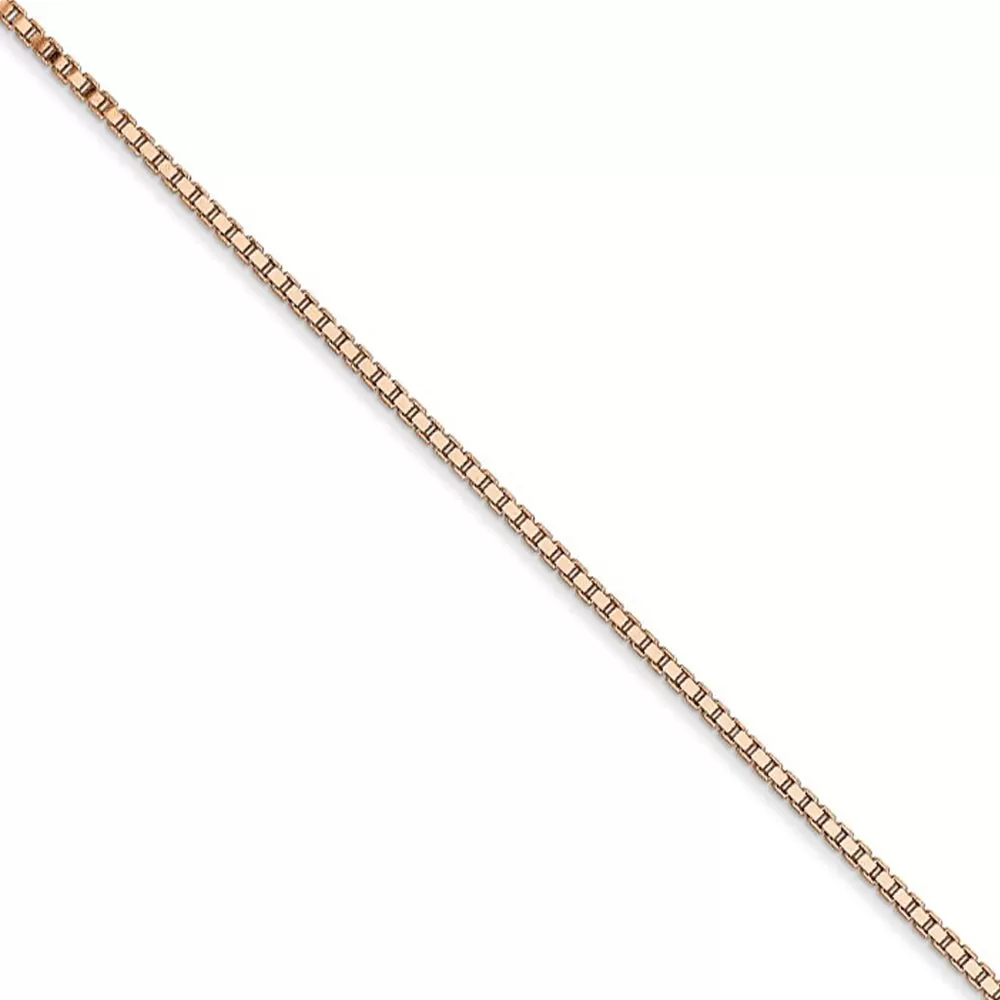 1.1mm 14k Rose Gold Solid Box Chain Necklace