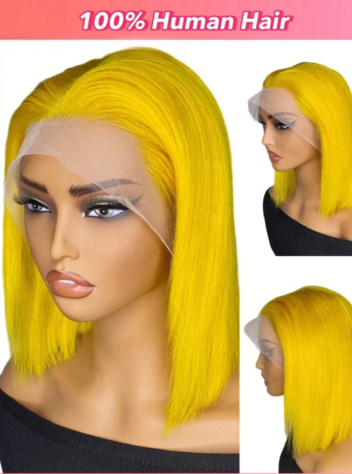 13X4 10 Inch Transparent Lace Bob Colorful Wig