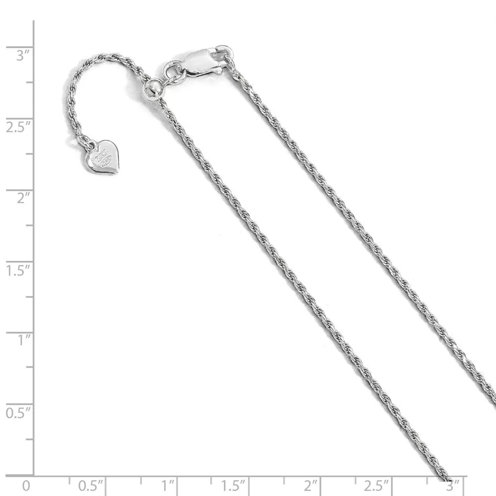 1.4mm Sterling Silver Adjustable Solid D/C Rope Chain Necklace