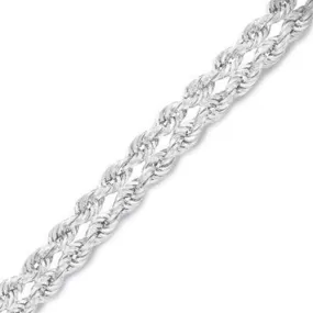 18 INCHES 0.5MM 14KT WHITE SOLID GOLD ROPE NECKLACE