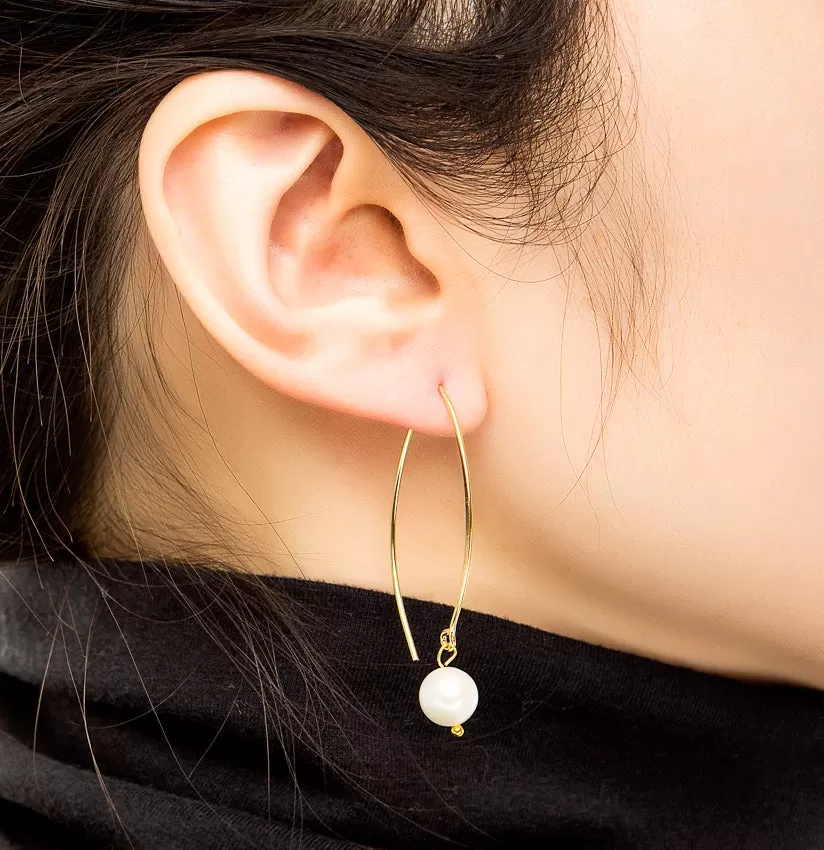 18k Gold Drop Pearl Earrings