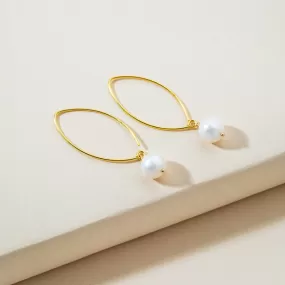 18k Gold Drop Pearl Earrings