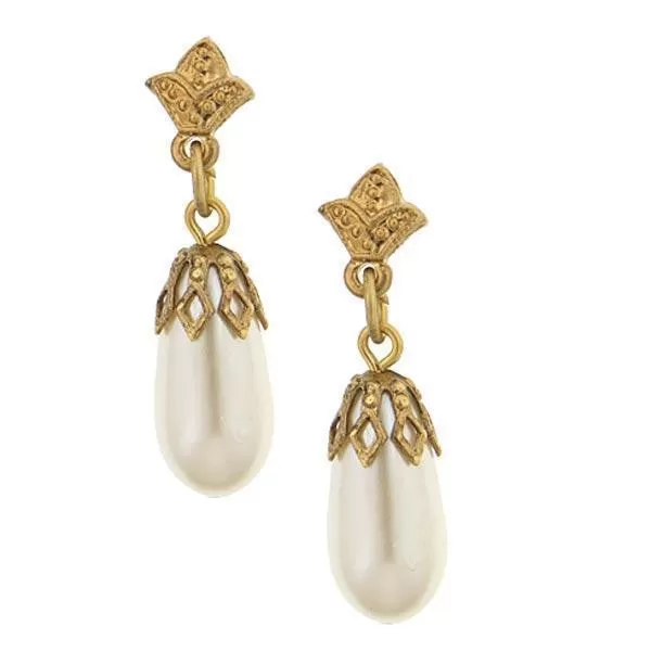 1928 Jewelry Classic Estate Faux Pearl Drop Earrings