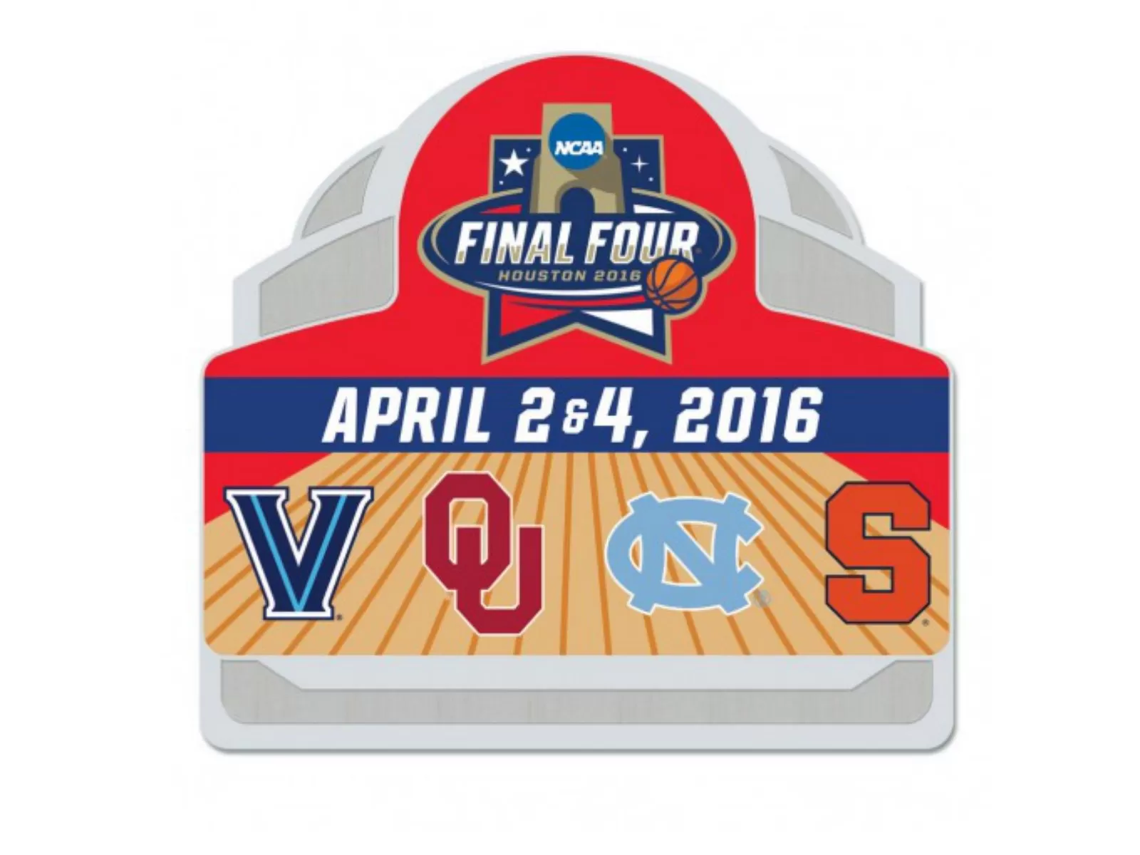 2016 Final Four College Basketball 4 Team Logos Houston Metal Pin