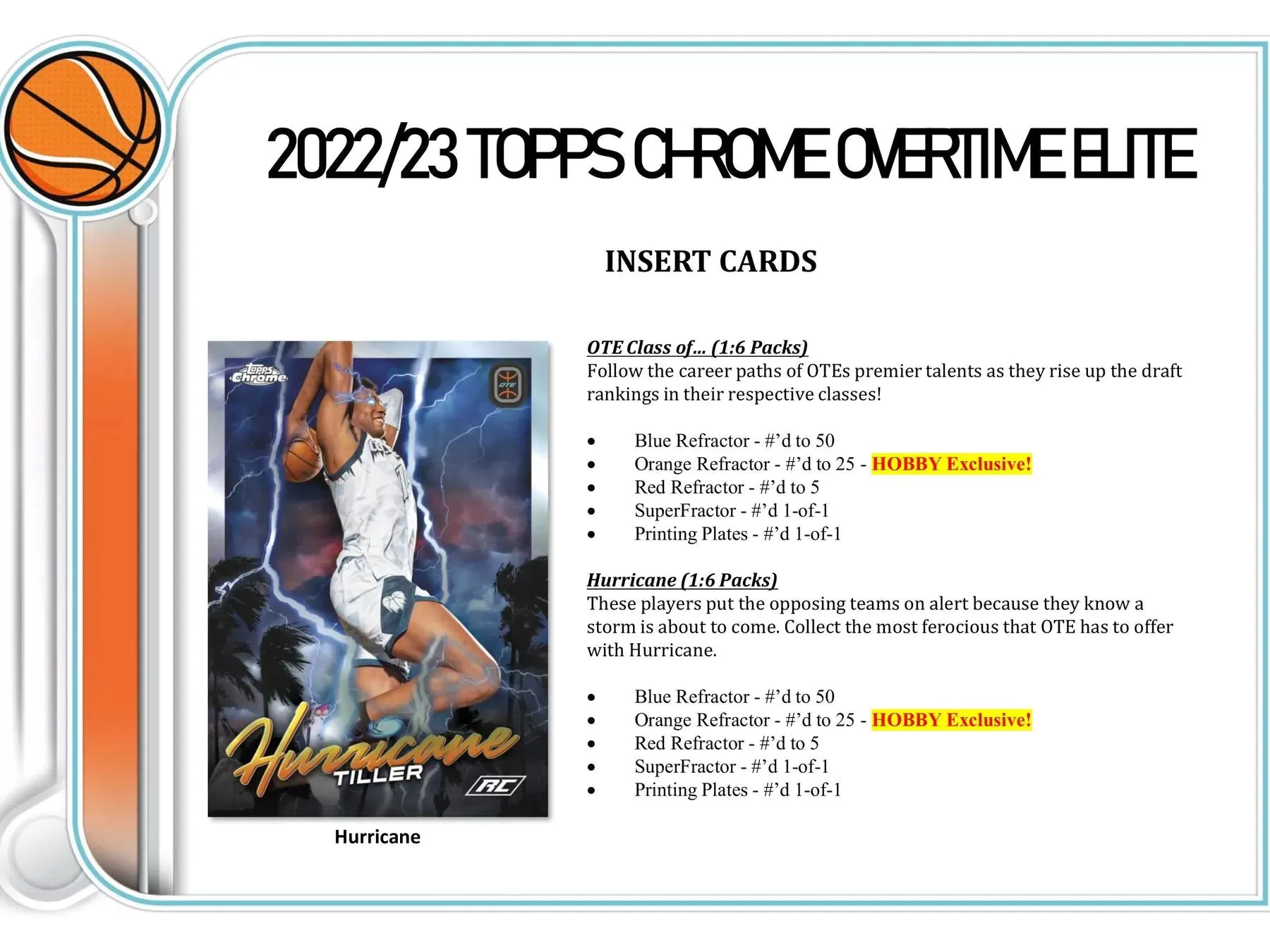 2022/23 Topps Chrome Overtime Elite Basketball Hobby Box 20 Packs per Box, 4 Cards per Pack