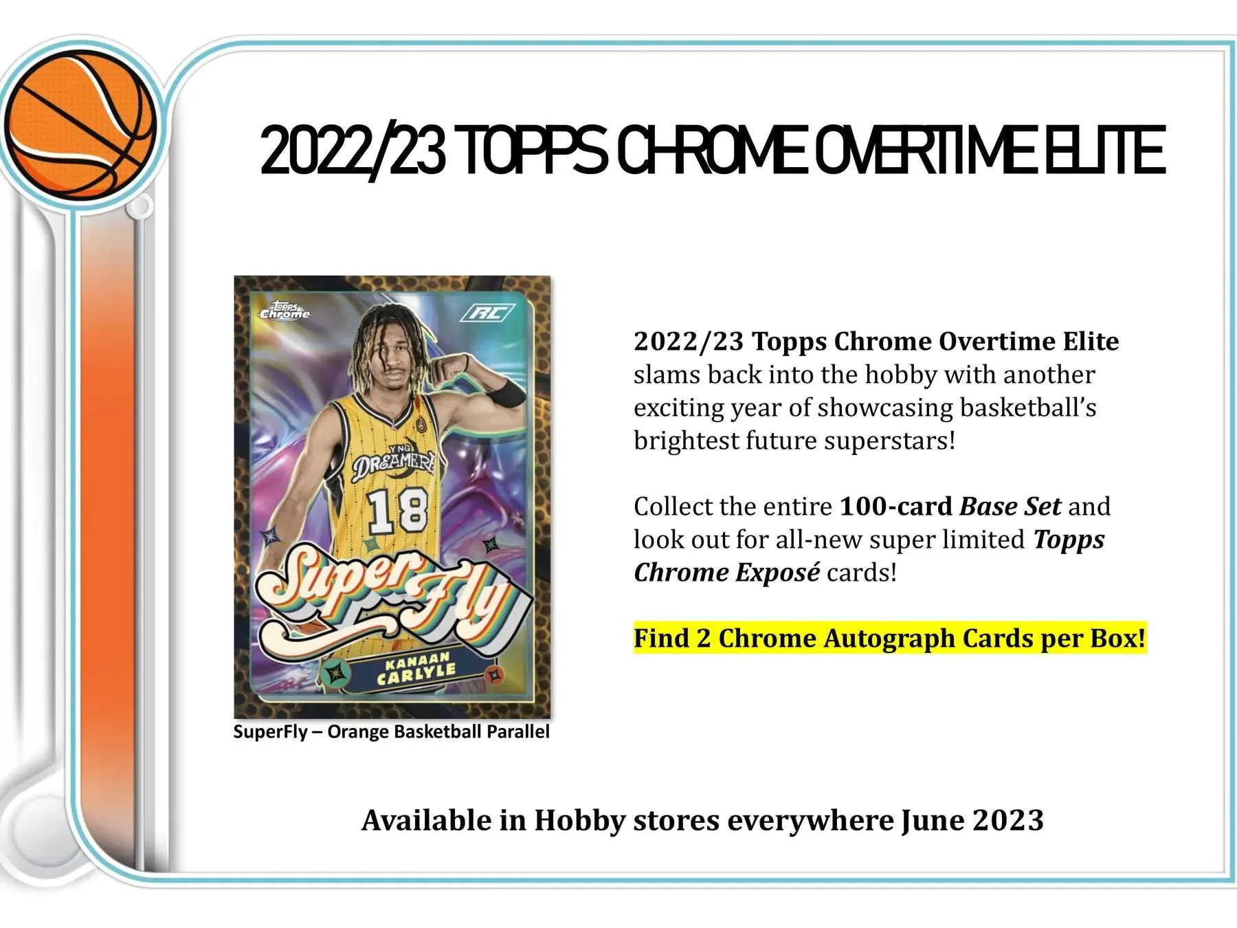 2022/23 Topps Chrome Overtime Elite Basketball Hobby Box 20 Packs per Box, 4 Cards per Pack