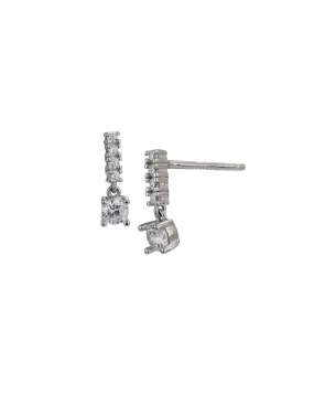 925 Sterling Silver Rhodium Plated CZ Contemporary Stud Earring for women