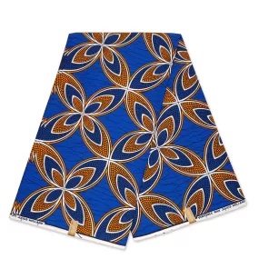 African Wax print fabric - Blue Orange