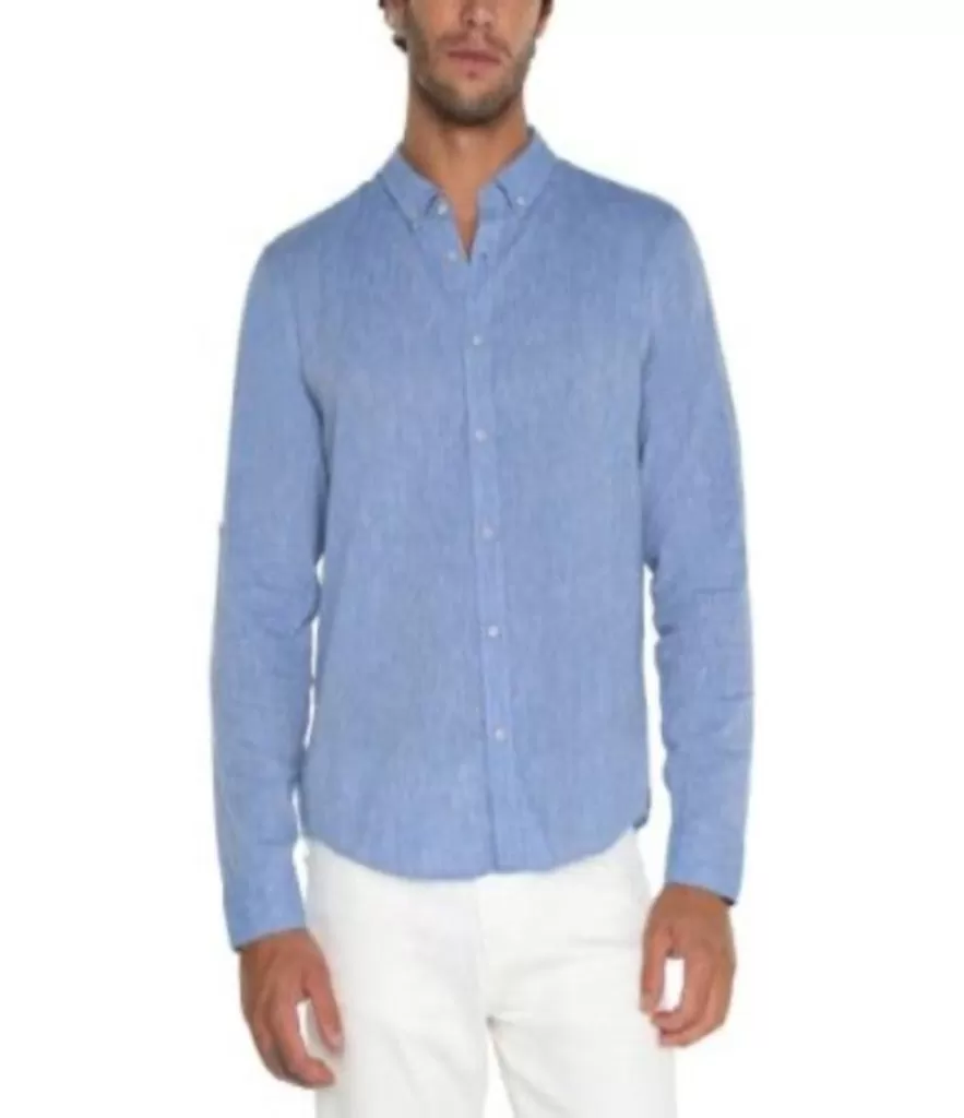 Aiden Convertible Sleeve Button-Up - Blue