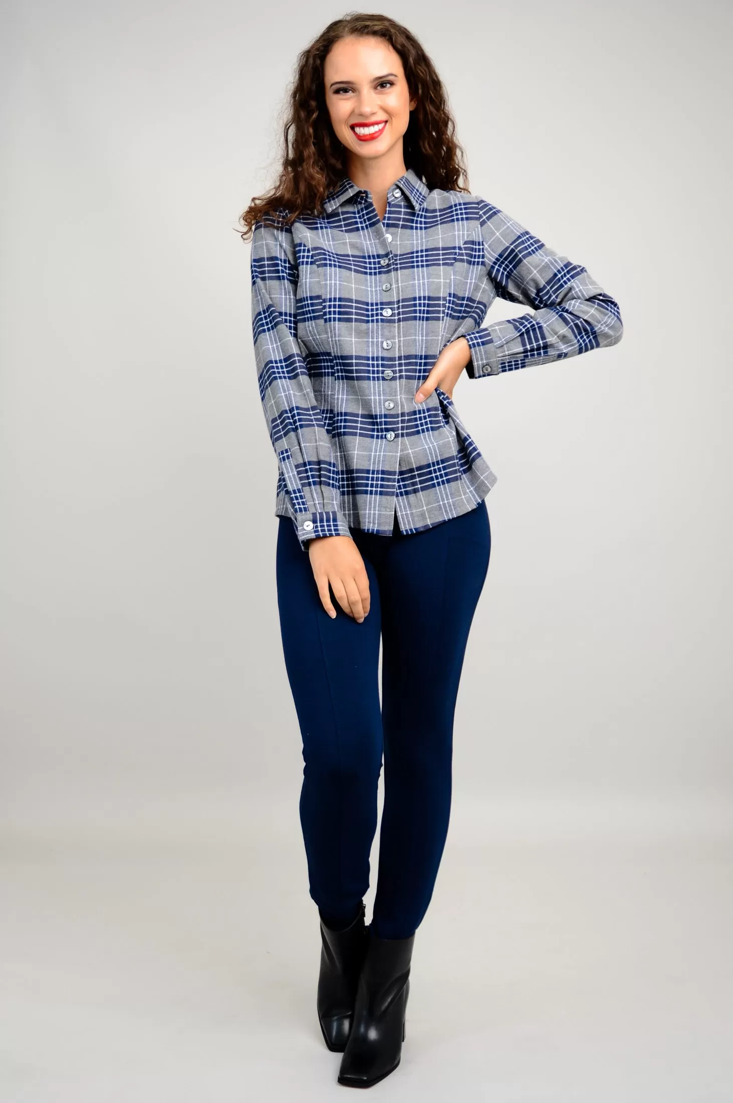 Alexis Top, Spruce Plaid, Cotton Flannel - Final Sale