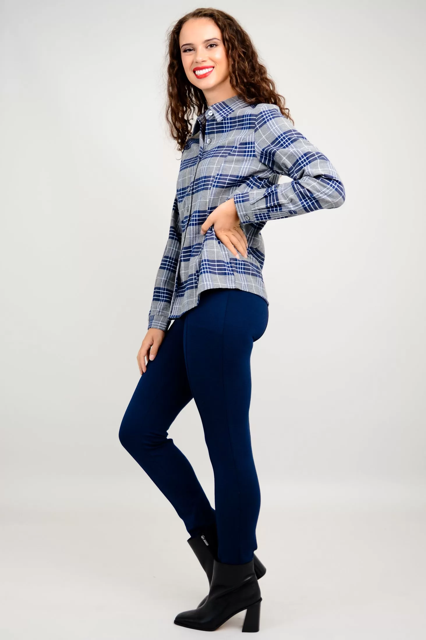 Alexis Top, Spruce Plaid, Cotton Flannel - Final Sale