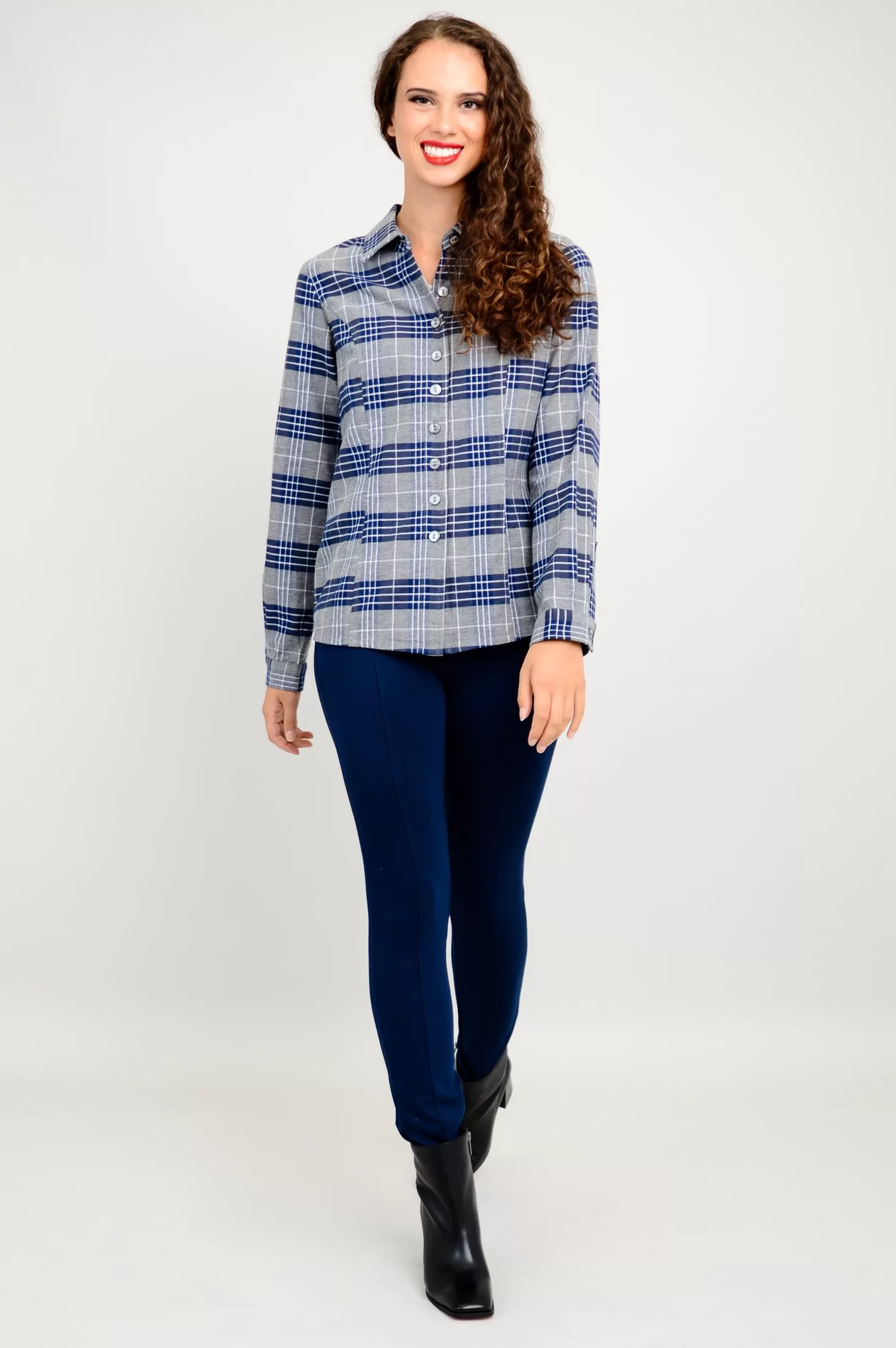 Alexis Top, Spruce Plaid, Cotton Flannel - Final Sale