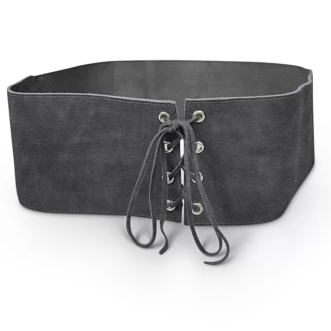 ARCADIA - Grey Leather Suede Waist Belt - CLEARANCE