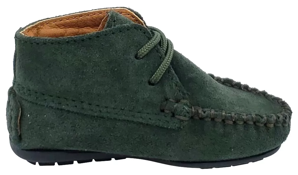 Atlanta Mocassin Girl's and Boy's Suede Booties, Hunter Green