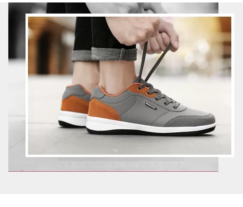 Autumn Fashion Men's Lace-Up Microfiber Leather Casual Shoes