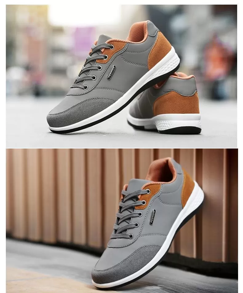 Autumn Fashion Men's Lace-Up Microfiber Leather Casual Shoes