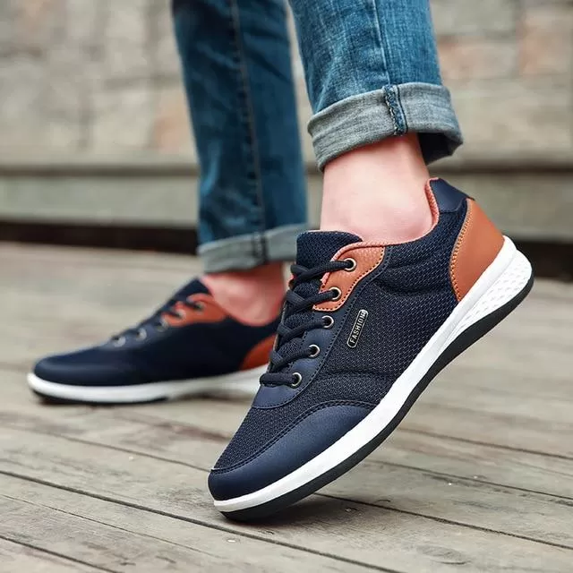 Autumn Fashion Men's Lace-Up Microfiber Leather Casual Shoes