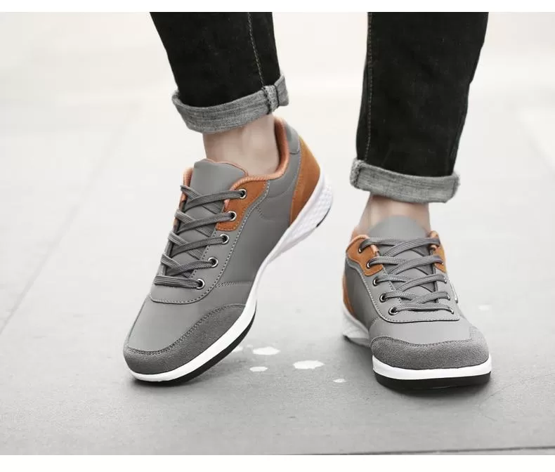 Autumn Fashion Men's Lace-Up Microfiber Leather Casual Shoes