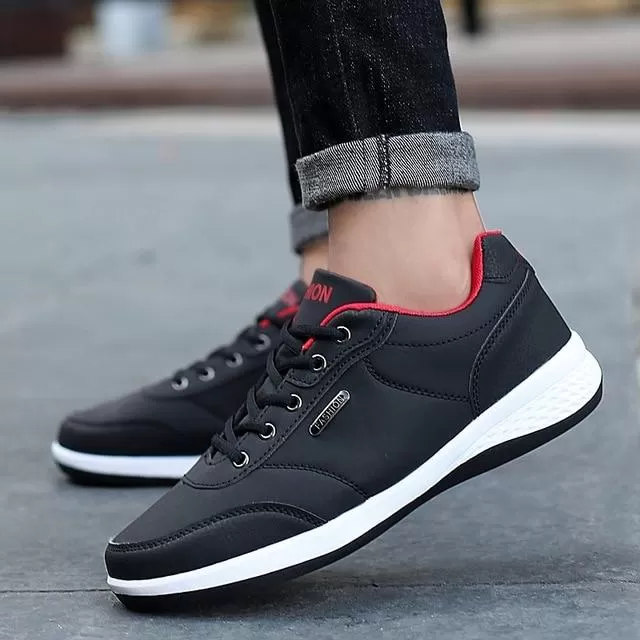 Autumn Fashion Men's Lace-Up Microfiber Leather Casual Shoes