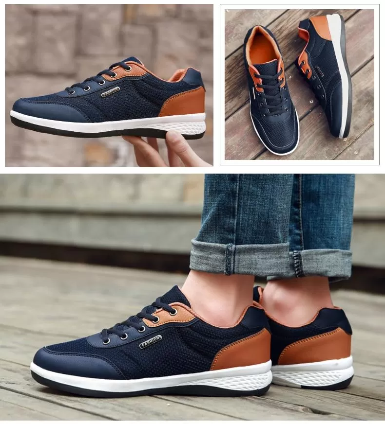 Autumn Fashion Men's Lace-Up Microfiber Leather Casual Shoes