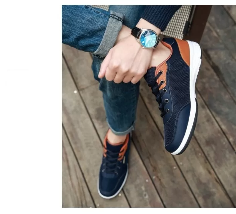 Autumn Fashion Men's Lace-Up Microfiber Leather Casual Shoes