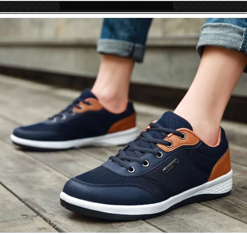 Autumn Fashion Men's Lace-Up Microfiber Leather Casual Shoes