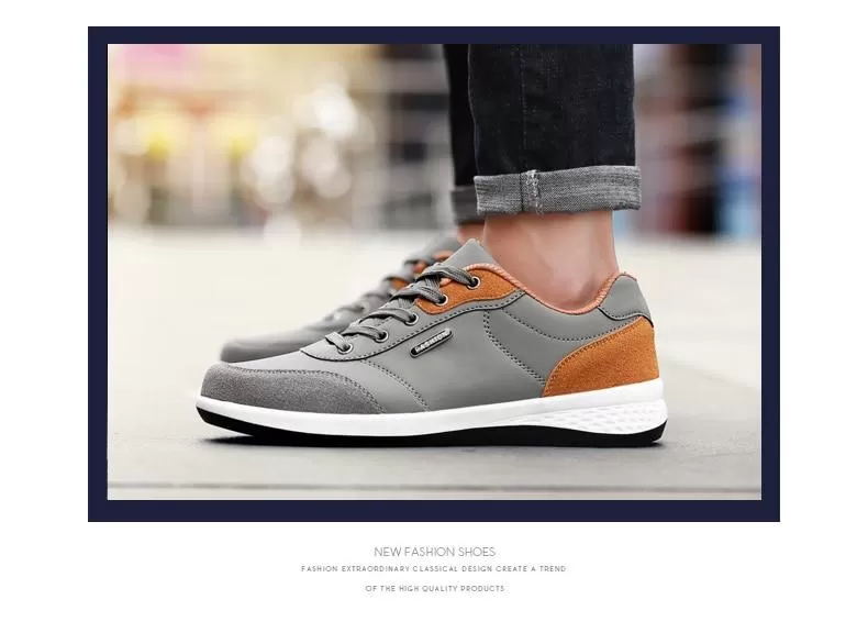 Autumn Fashion Men's Lace-Up Microfiber Leather Casual Shoes