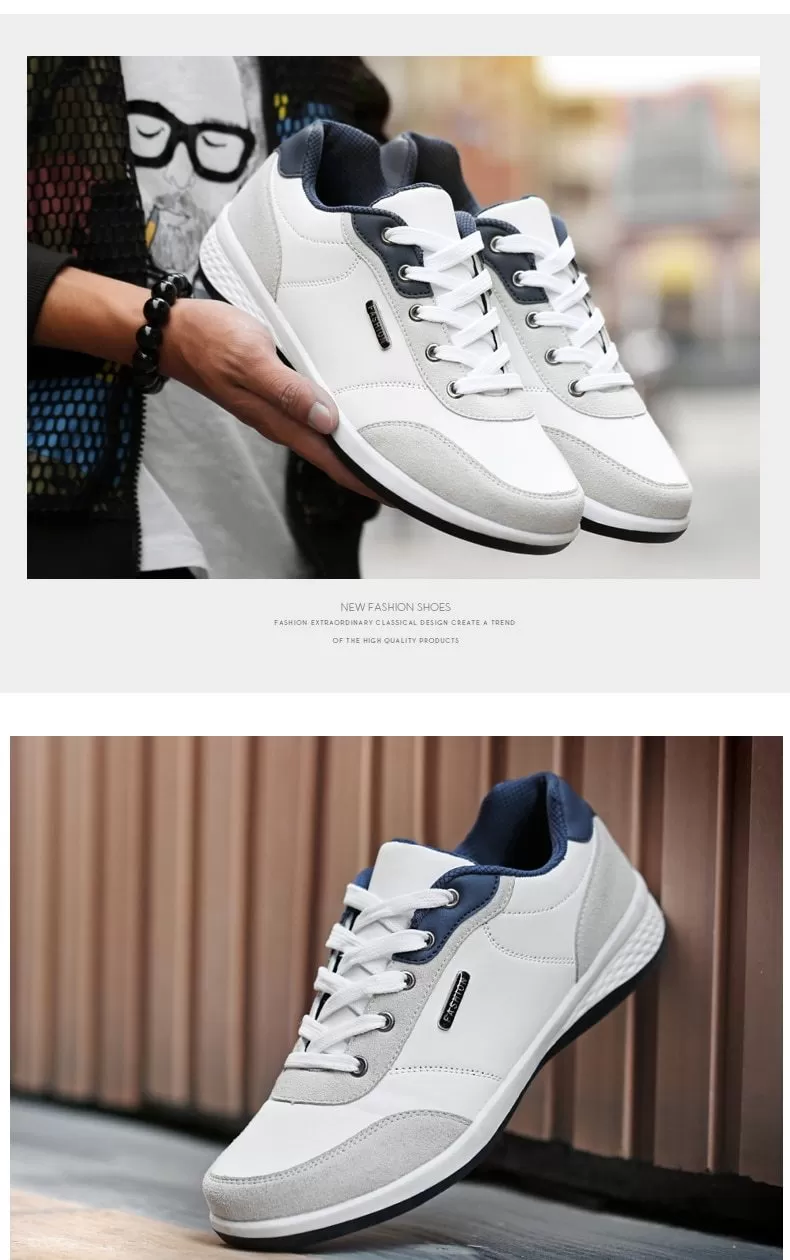 Autumn Fashion Men's Lace-Up Microfiber Leather Casual Shoes