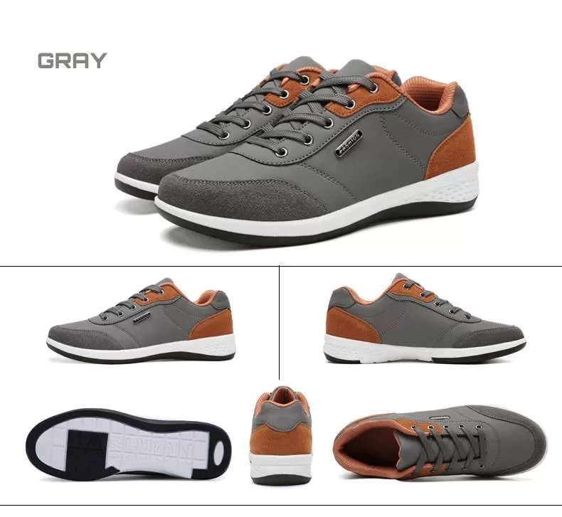 Autumn Fashion Men's Lace-Up Microfiber Leather Casual Shoes