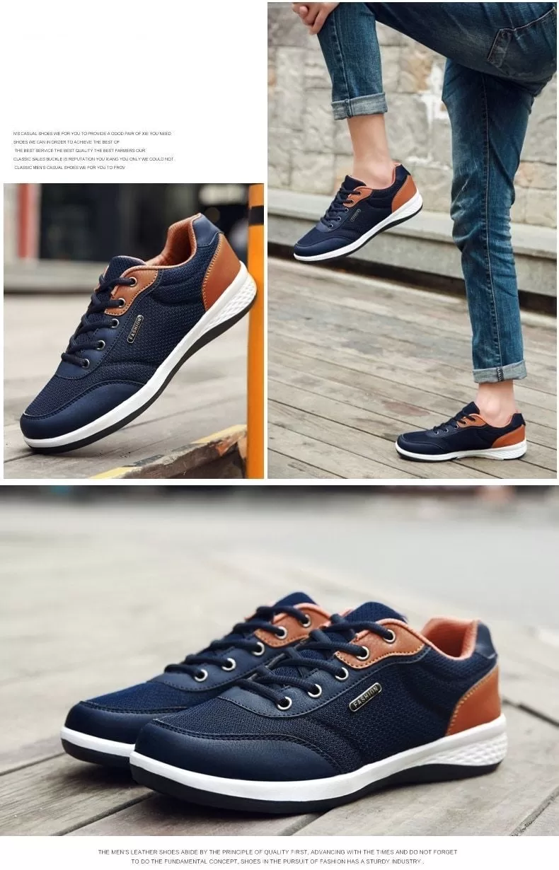 Autumn Fashion Men's Lace-Up Microfiber Leather Casual Shoes