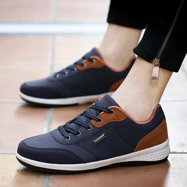 Autumn Fashion Men's Lace-Up Microfiber Leather Casual Shoes