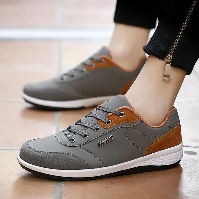 Autumn Fashion Men's Lace-Up Microfiber Leather Casual Shoes