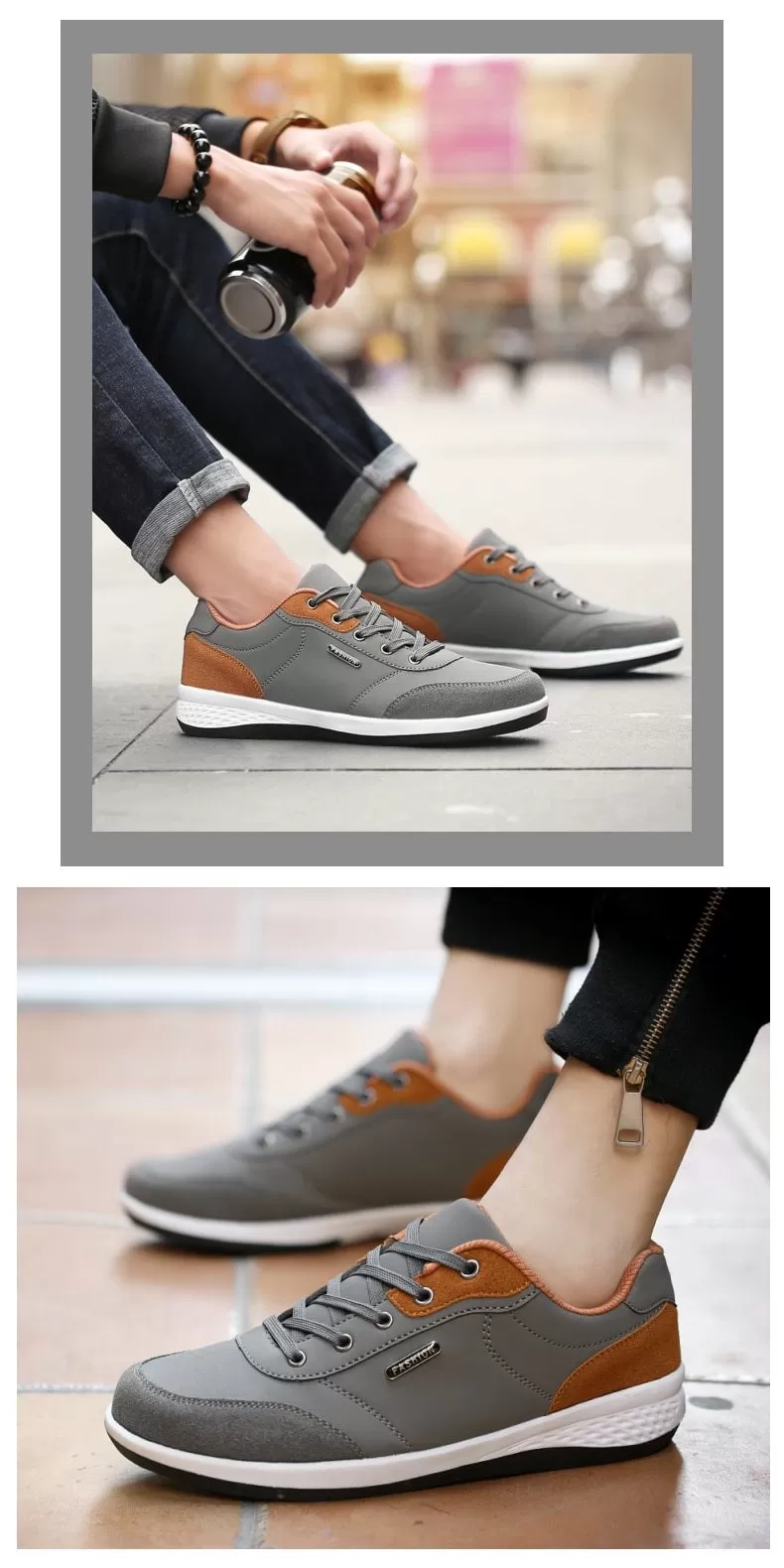 Autumn Fashion Men's Lace-Up Microfiber Leather Casual Shoes