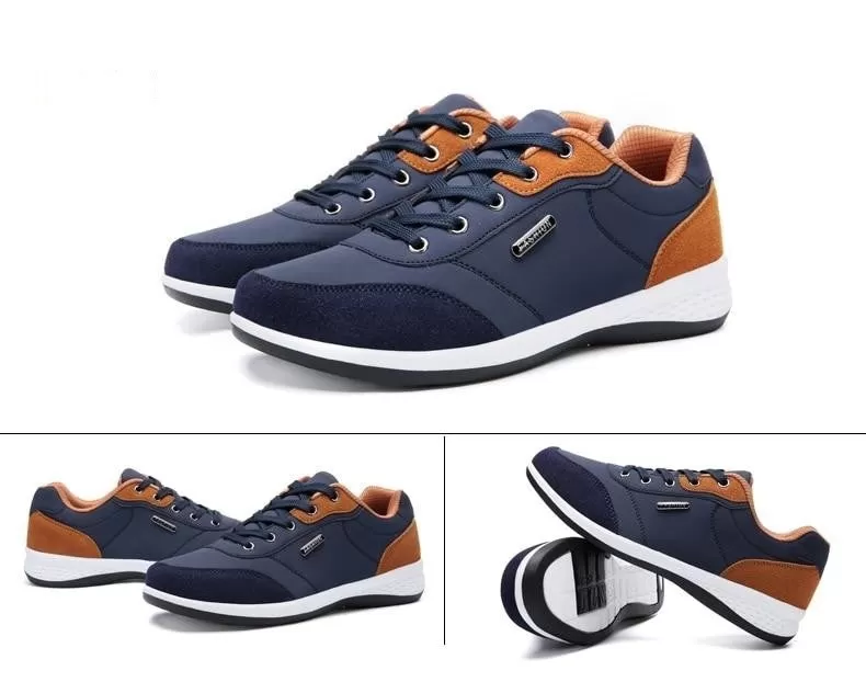 Autumn Fashion Men's Lace-Up Microfiber Leather Casual Shoes