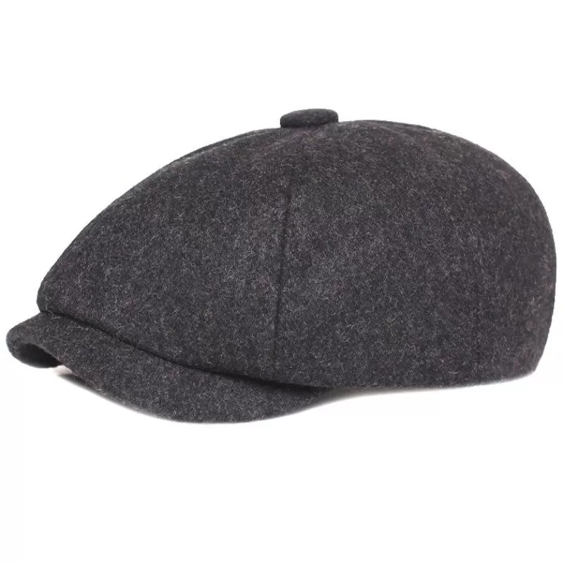 Autumn Winter Wool Vintage Octagonal Beret Cap for Men and Women