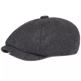 Autumn Winter Wool Vintage Octagonal Beret Cap for Men and Women