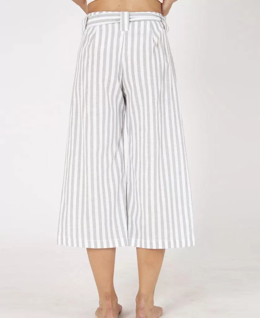 Ava Linen Pant | Sage Stripe