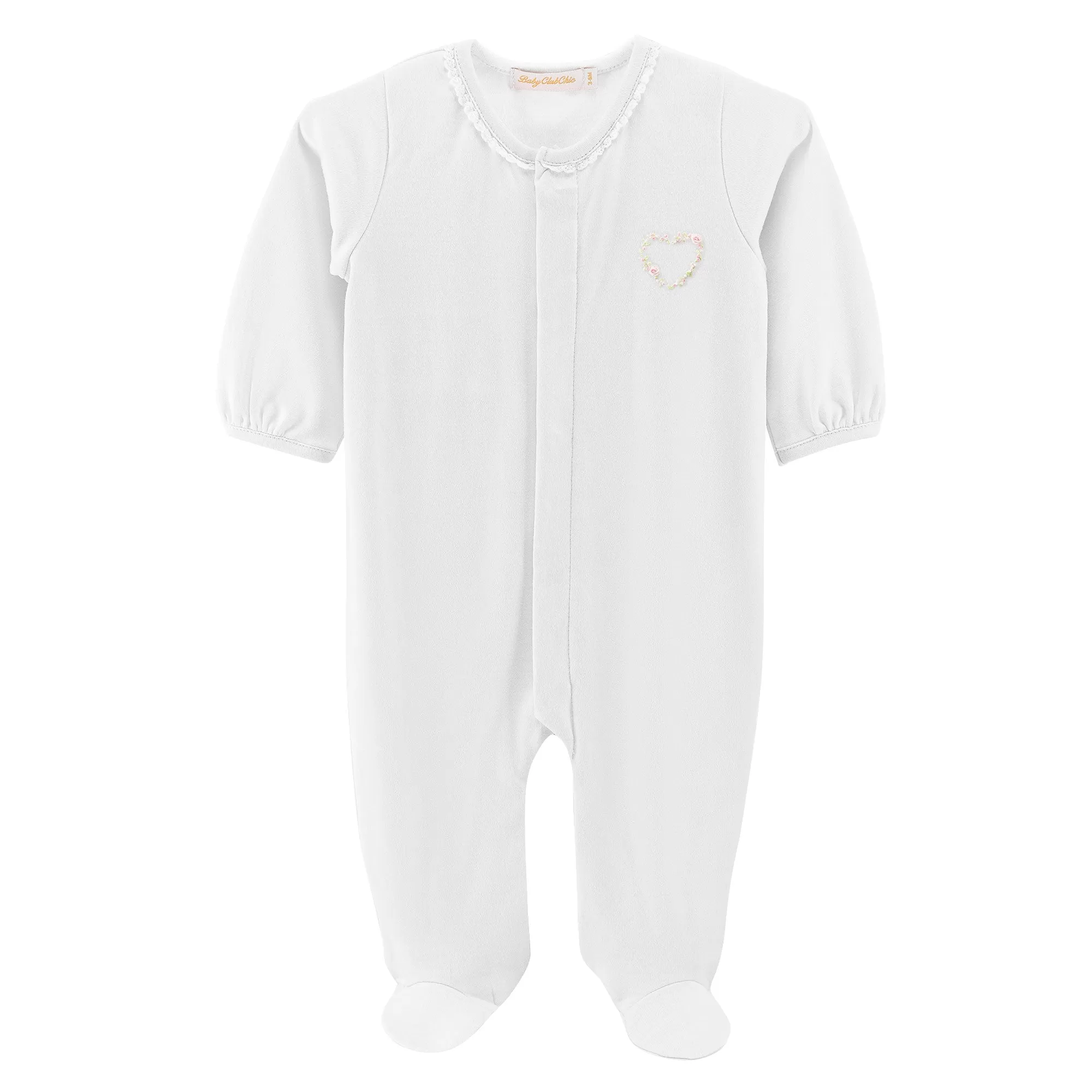 Baby Club Chic - Heart with Roses Embroidered Footie