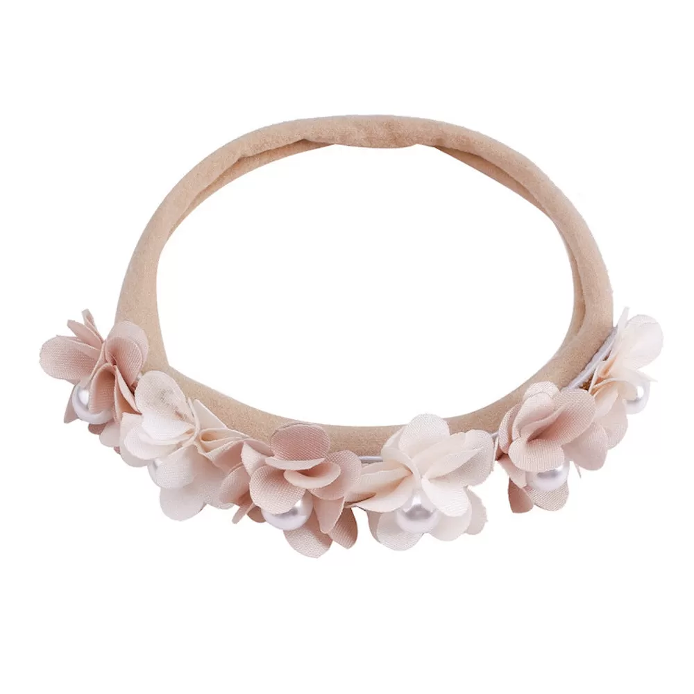 Baby Girl Mini Little Flower Crown Headband in Rose Ash