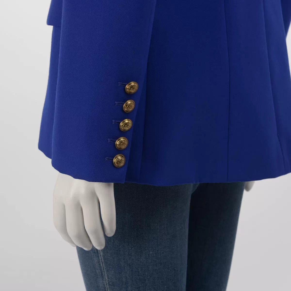 Balmain Royal Blue Wool Twill Longline Blazer FR 40