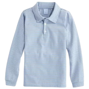 Bella Bliss LS Polo - Blue/Grey Stripe