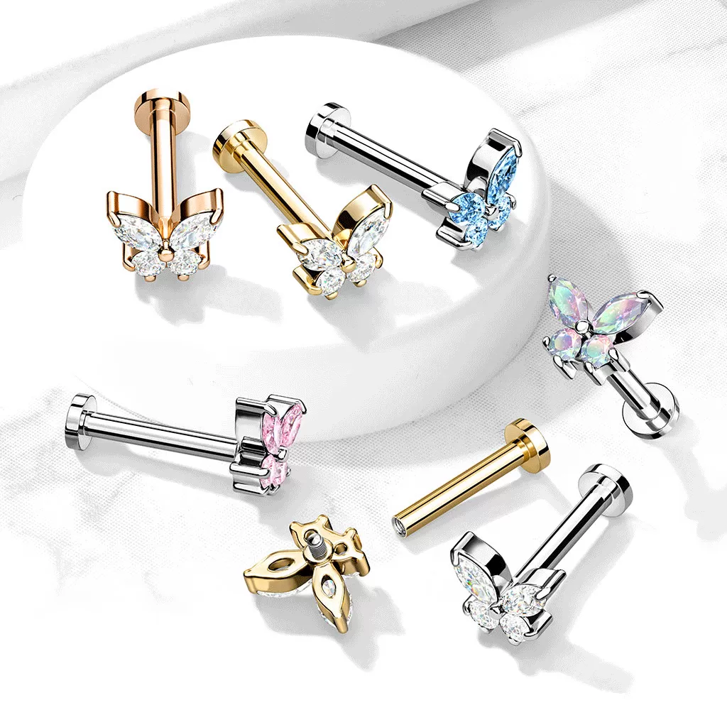 Bilpa Butterfly Body Jewellery. Labret, Monroe, Tragus and Cartilage Earrings.