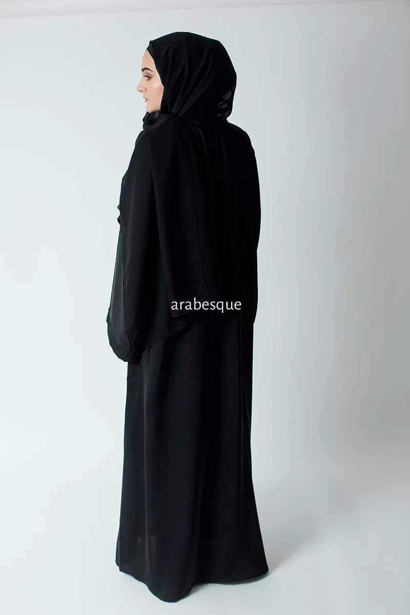 Black Border Open Abaya