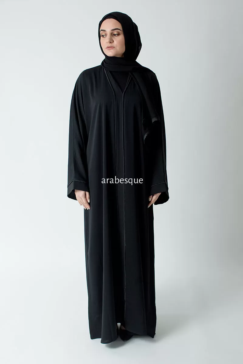 Black Border Open Abaya