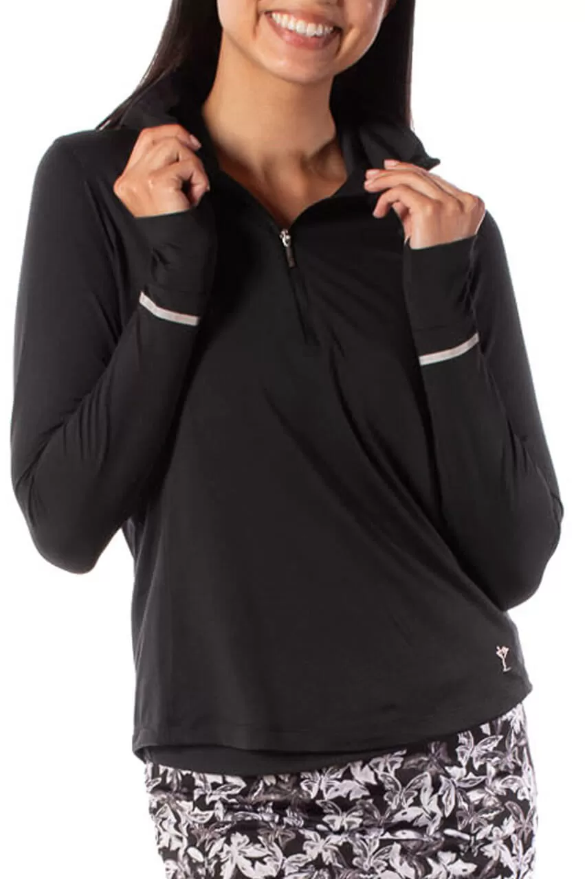 Black Fabulous Mock Pullover