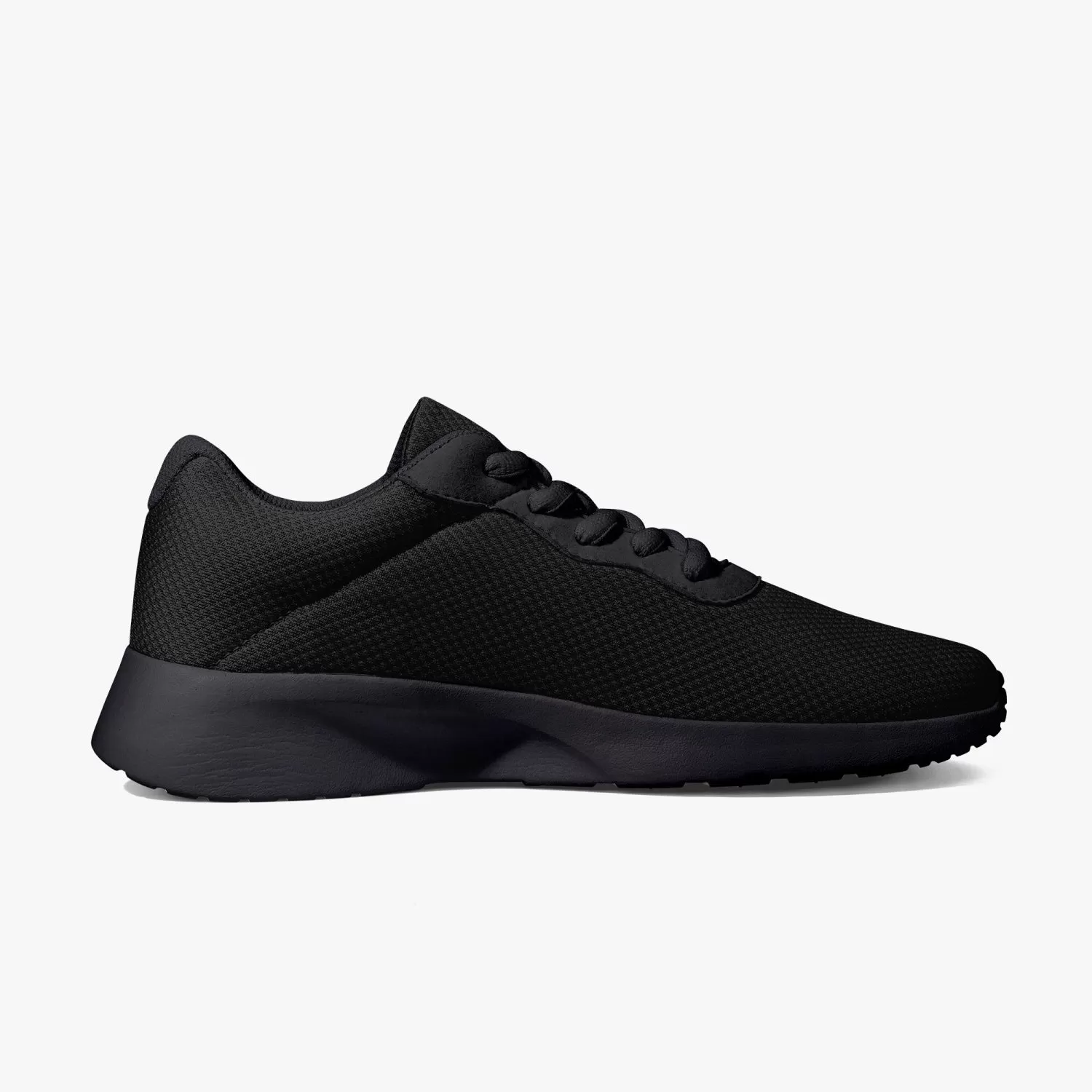 Black Solid Color Unisex Sneakers, Soft Solid Black Color Best Lifestyle Unisex Casual Designer Mesh Running Shoes With Black Soles